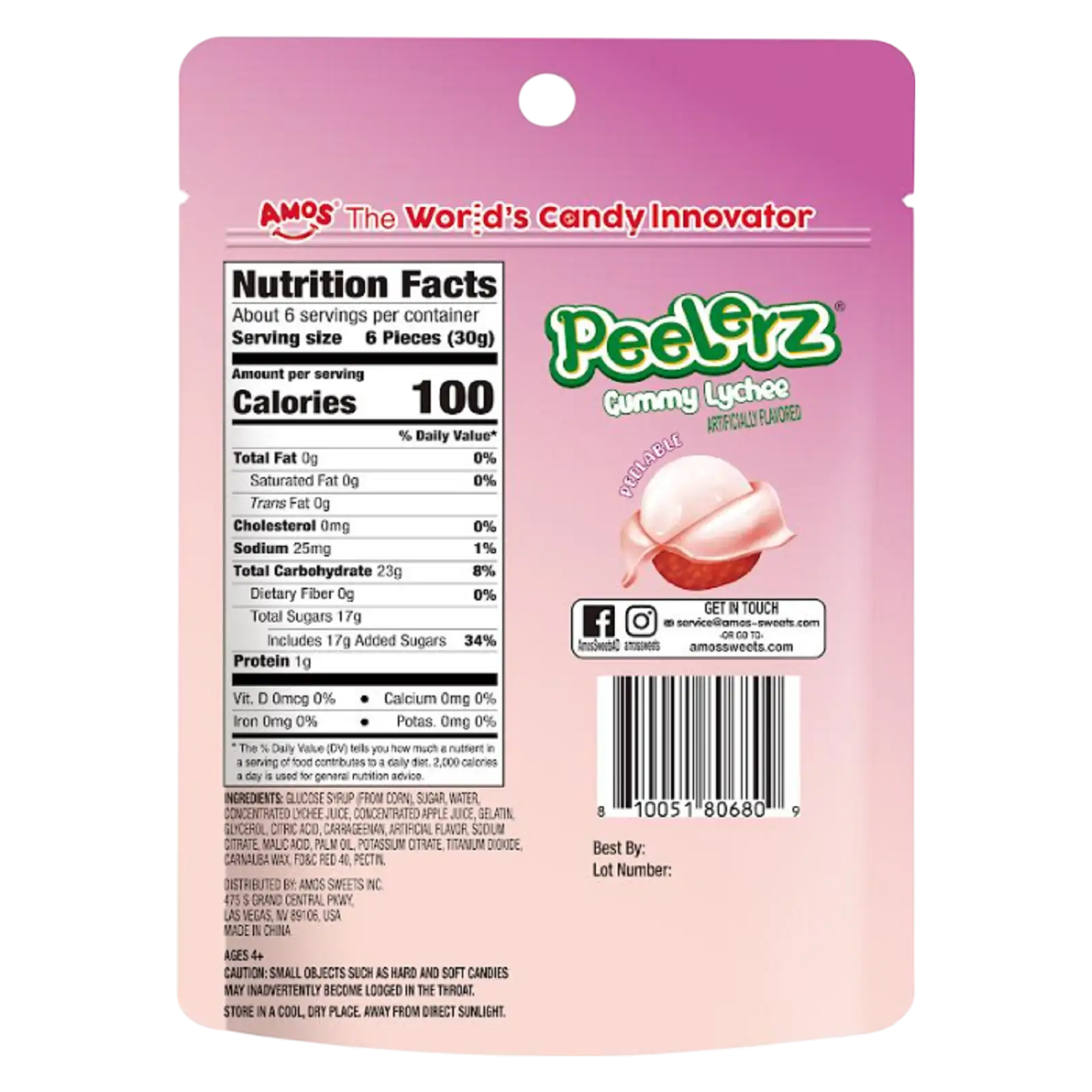 Amos Lychee Gummy Peelerz